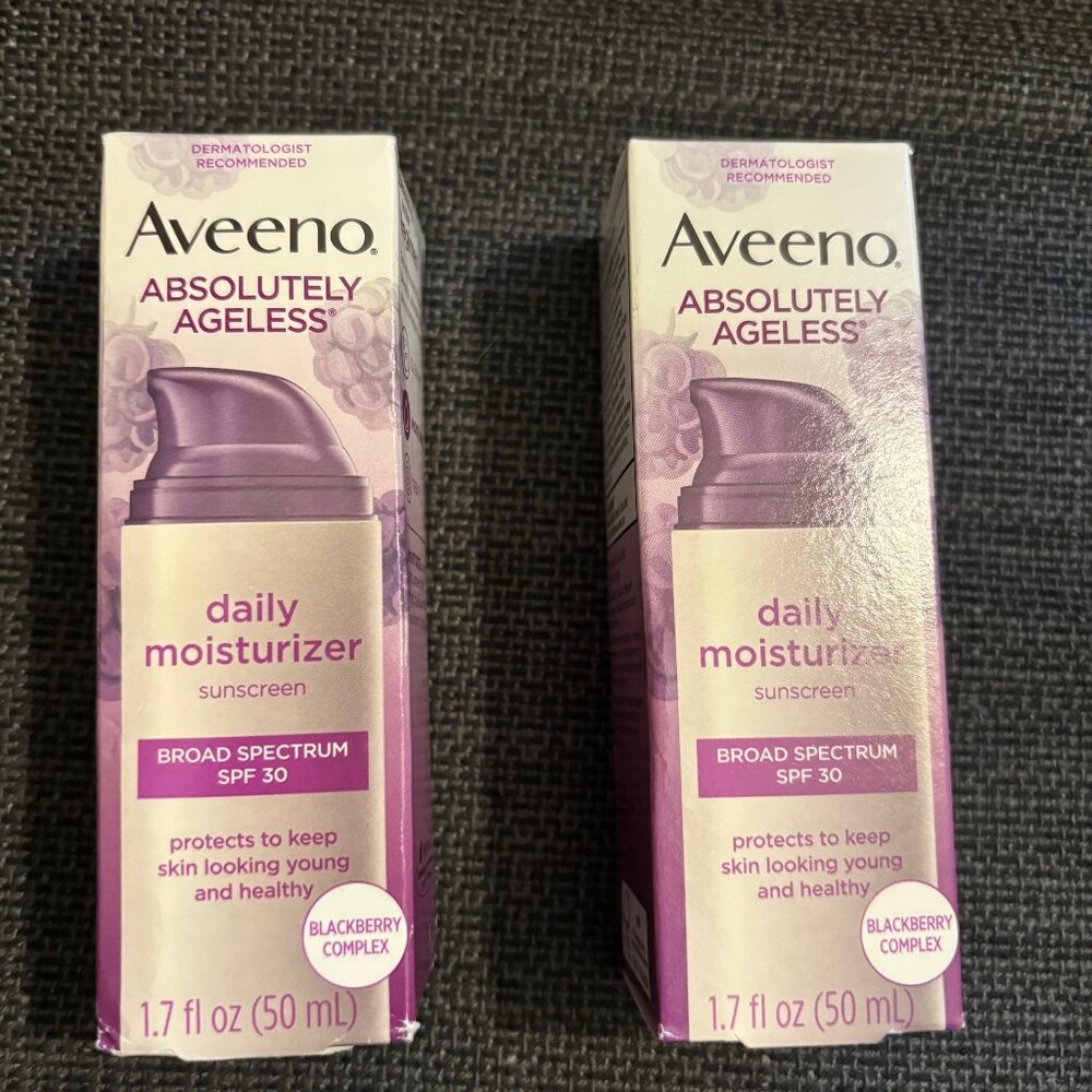 Two packs of Aveeno Absolutely Ageless Daily Moisturizer SPF